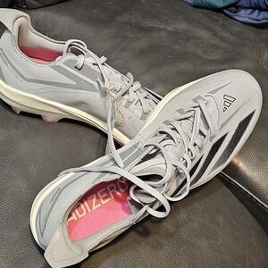 adidas Light Gray and Pink Athletic Shoes